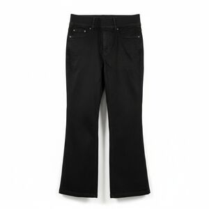 Spanx SZ 2X Black Wide Leg Crop Stretch Twill Pants Zip Pockets